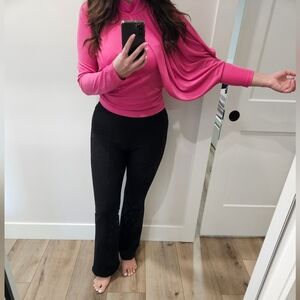 Zara Pink Boxy Blouse with Mandarin Collar and Long Sleeves